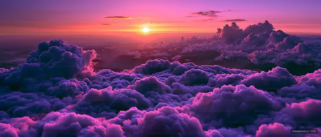 Sunset view over clouds with vibrant colors in the sky