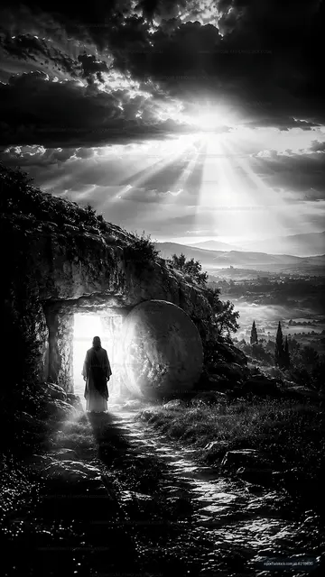 Sunlight shines through cave entrance with person walking out