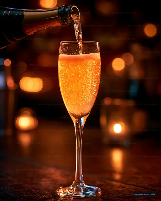 Sparkling drink being poured into a glass at a bar