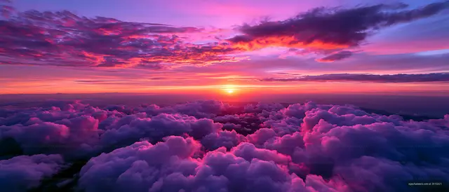 Colorful sunset above the clouds