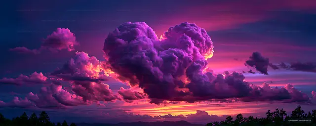 Clouds form a heart shape during sunset