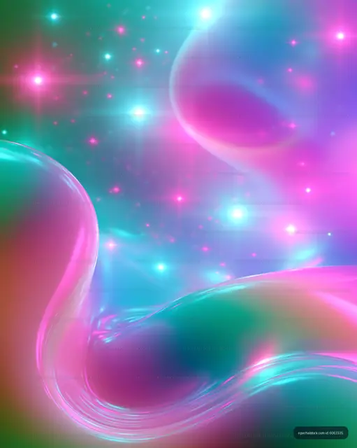 Colorful swirling abstract pattern with stars in the background