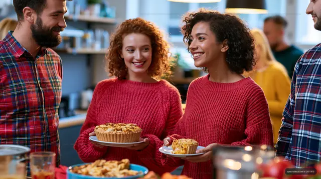 Friends celebrating with desserts at a gathering in a cafe