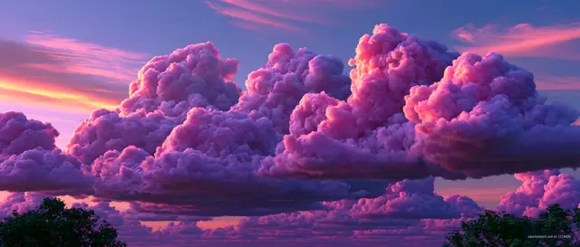 Colorful clouds at sunset over the horizon