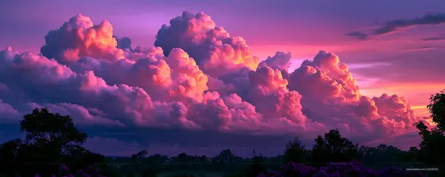 Colorful sunset clouds over the landscape