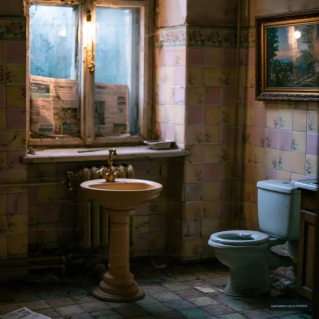 Old bathroom with vintage features and natural light