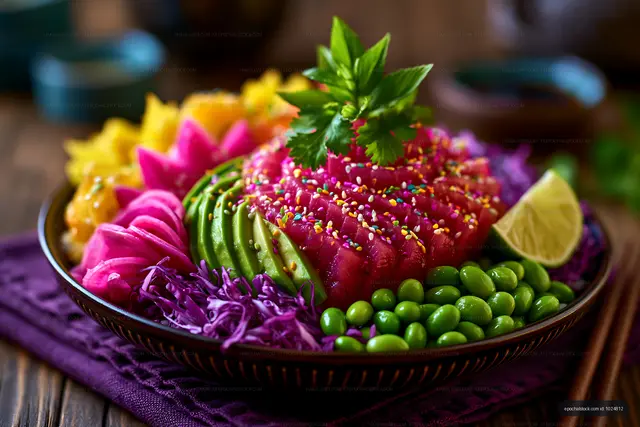 Colorful vegetable platter with fresh ingredients and lime