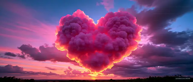 Glowing storm cloud in a colorful sunset sky