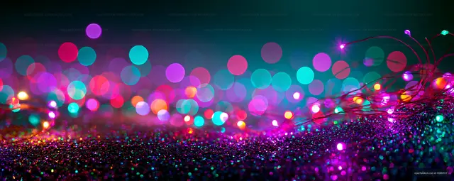 Colorful lights creating a festive atmosphere on a dark background