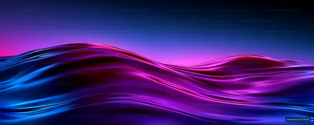 Vibrant abstract waves with blue and magenta light