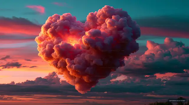 Colorful sunset light on a massive thundercloud