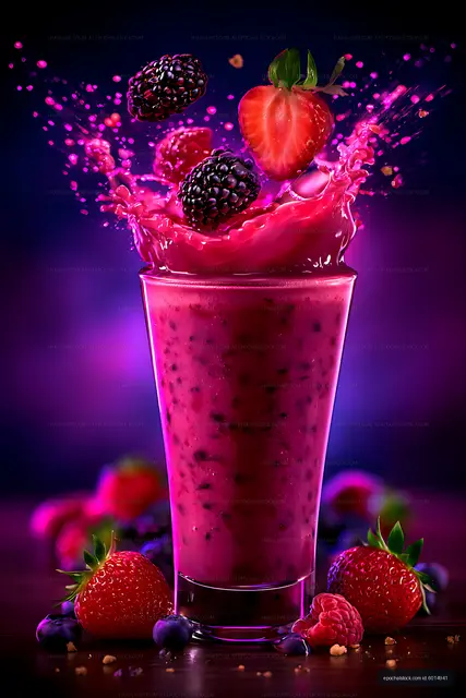 Berry smoothie with dramatic pink splash
