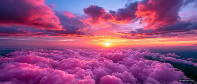 Dramatic pink and purple clouds at sunset