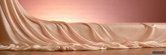 Peach satin drapery on a warm pink backdrop