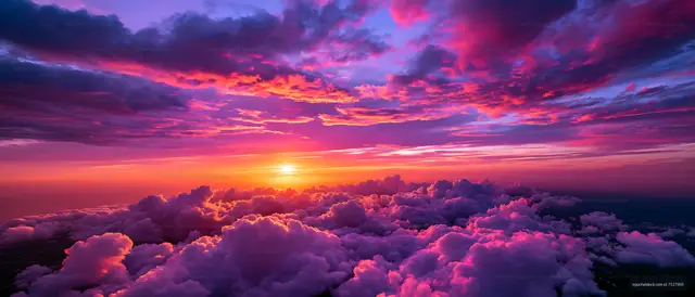 Dramatic purple and pink sunset cloudscape