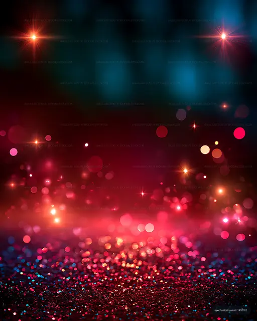 Vibrant abstract bokeh lights with glitter texture