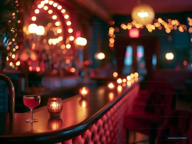 Evening drinks at a cozy bar with warm lighting and candlelight