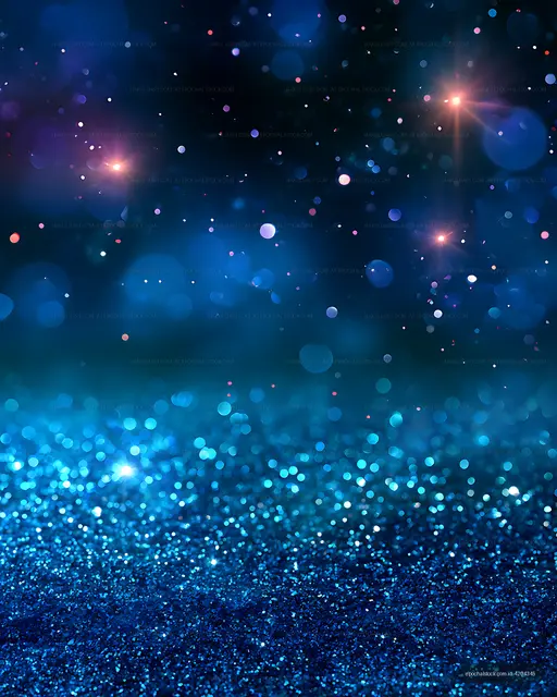 Glowing blue glitter and bokeh abstract background