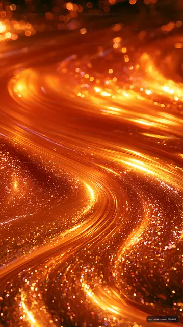Abstract orange and gold flowing light