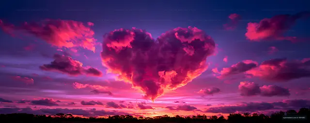 Dramatic pink and purple clouds at sunset