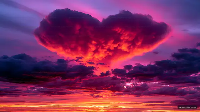 Vivid pink and orange sunset beneath dramatic storm clouds