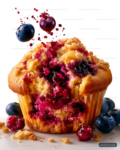 Blueberry muffin with crumb topping and berry filling