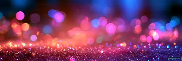 Sparkling colorful bokeh lights over glitter texture