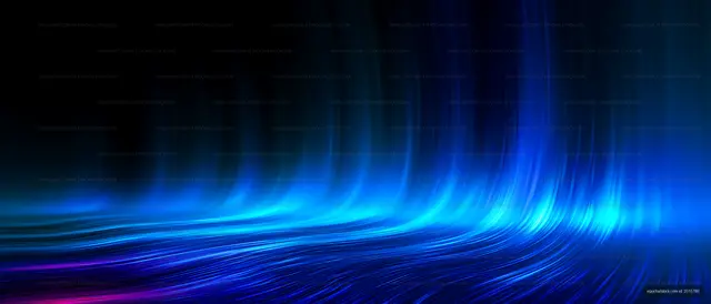 Abstract neon blue light trails with purple accents