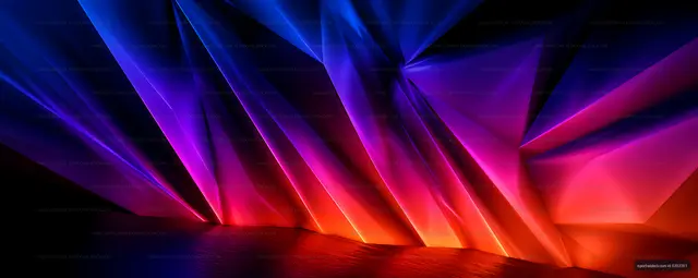 Abstract neon geometric shapes with vivid multicolor lighting