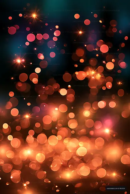 Abstract glowing orange bokeh with starbursts