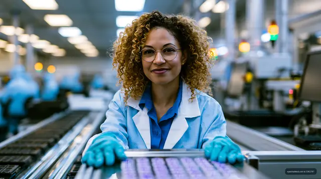 Smiling laboratory scientist at work