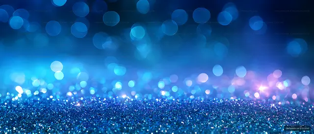 Vibrant blue glitter texture with luminous bokeh