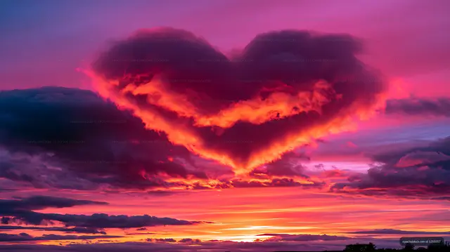 Colorful sunset sky with luminous dramatic cloud formations