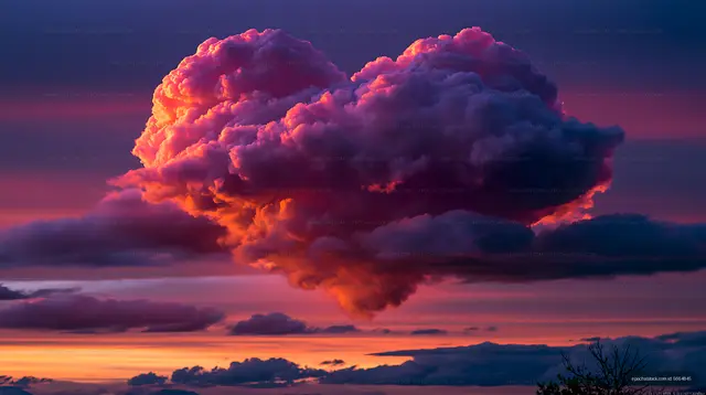 Colorful sunset behind a massive storm cloud