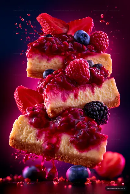 Dramatic berry-topped cheesecake dessert