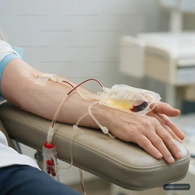 Blood donor reclining during a medical donation