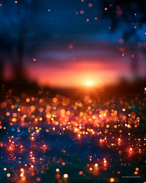 Colorful abstract bokeh glow with reflections
