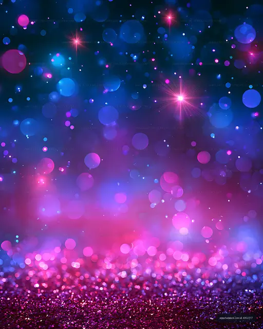 Abstract neon bokeh background in pink, purple, and blue