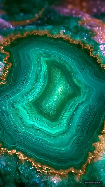Turquoise agate with concentric crystalline layers