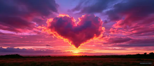Vibrant sunset sky with towering clouds over grassland
