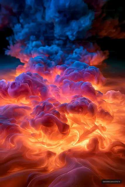 Abstract colorful fluid texture with dramatic swirling forms