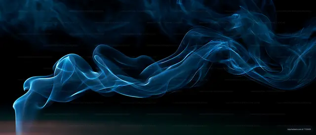 Abstract flowing blue smoke on black