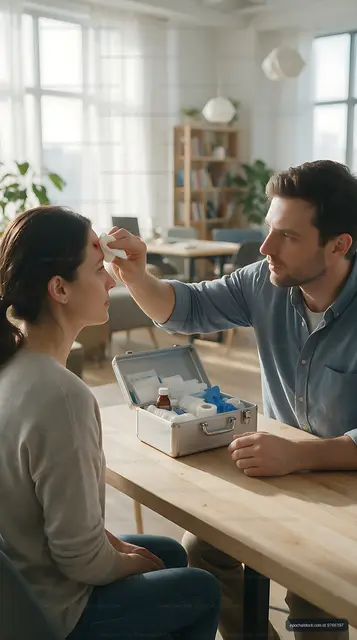 First aid treatment in workplace for eye injury