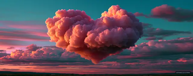 Massive illuminated cloud above a glowing sunset horizon