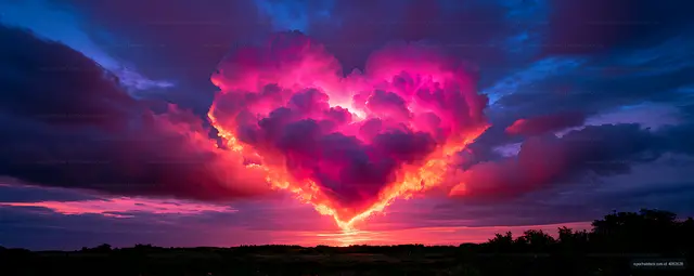 Vivid glowing storm cloud above a silhouetted landscape