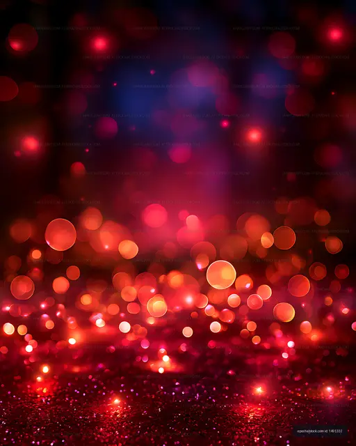 Red glowing bokeh abstract with sparkling foreground