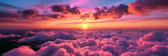 Pink and purple sunset above a cloud layer