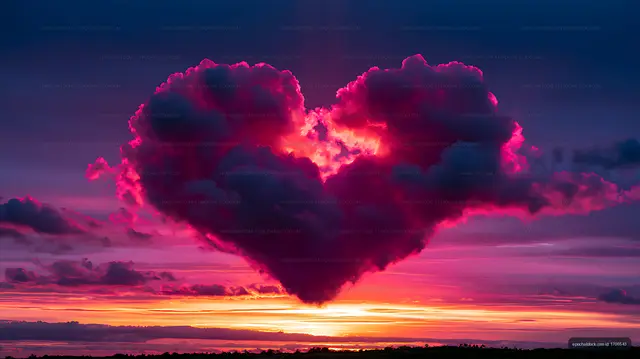 Magenta storm clouds over a vivid sunset horizon