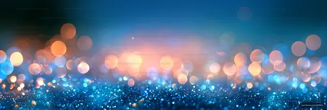 Abstract luminous blue bokeh panorama