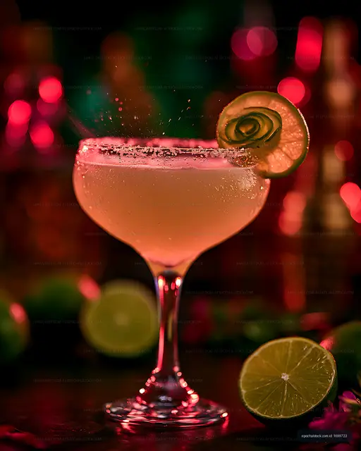 Vibrant pink lime cocktail in an elegant glass